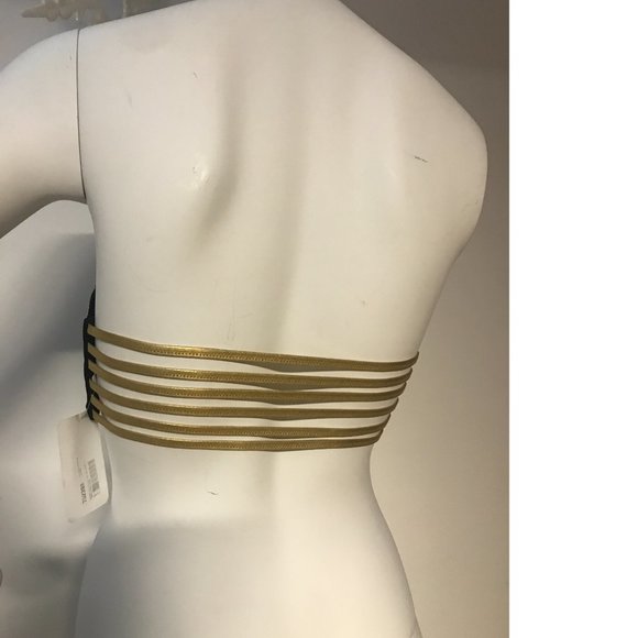 Victoria's Secret black gold silver diamonds embellished bra top 36B - Picture 3 of 5